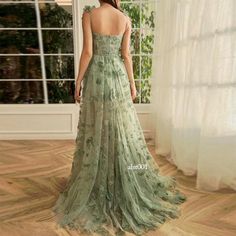 Women's Evening Dress Lady Long Banquet Party Ball Gown Elegant Lace Beach Dress Green Formal Dresses, Butterfly Lace, Tulle Balls, Prom Dresses Elegant, Corset Dress Prom, Dresses Formal Elegant, Tulle Ball Gown, Ball Gowns Evening, Bhutan