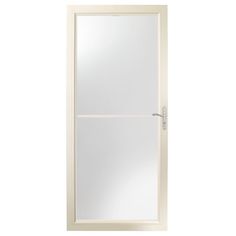 a white door with a mirror on the front and side paneled in to it