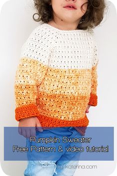 Crochet Toddler Sweater, Cupcake Crochet, Kids Sweater Pattern, Pumpkin Sweater, Crochet Baby Sweater Pattern, Baby Pumpkin, Crochet Baby Sweaters, Crochet Baby Sweater, Baby Sweater Patterns