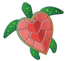 a sea turtle with a heart shaped shell