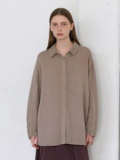 Composition : COTTON 70% RAYON 30%Country of Origin : KOREA Relaxed Fit Neutral Shirt For Fall, Neutral Collared Shirt For Fall, Fall Neutral Collared Shirt, Neutral Long Sleeve Shirt For Fall, Top Shirt, Composition, Top Outfits, Clothes For Women, The Originals