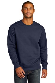 District ® Re-Fleece ™ Crew DT8104 - TRUE NAVY - S | District Re-Fleece Crew T-Shirt in True Navy Blue Size Small | Cotton/Polyester Blend 2x2 Rib Knit, Mens Crewneck Sweatshirt, Mens Hawaiian Shirts, Mens Crew Neck, Kids Sweatshirt, Active Wear Tops, Combed Cotton, Unisex Sweatshirt, Crewneck Sweatshirt