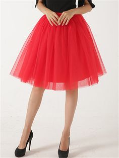 Description: Product ID: DS2061375Material: Nylon. SpandexPattern: SolidStyle: Casual. Fashion. GracefulSeason: Spring. Summer. AutumnOccasion: Daily. Outdoor Activities. Dating. Party. StreetPackageincluded:1 * SkirtSize Information:Please allow 1-3 cm measured error. Tag Size Length Chest cm | inch cm | inch M 60cm |23.6'' 65cm |25.5'' L 60cm |23.6'' 70cm |27.5'' XL 60cm |23.6'' 75cm |29.5'' XXL 60cm |23.6'' 82cm |32.2'' Stretch Tulle Bottoms For Party, Spring Stretch Tulle Bottoms, Fitted Tulle Skirted Bottoms, Party Knee-length Tulle Bottoms, Party Bottoms With Knee-length Tulle Skirt, Red Tulle Skirt For Summer, Knee-length Party Petticoat, Stretch Tulle Full Skirt, Summer Party Stretch Petticoat