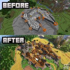 the before and after pictures of a minecraft map