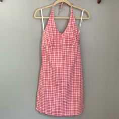 Old Navy Halter Dress. Pink, Coral, Orange And White Plaid Pattern. Halter With Adjustable Tie. Zipper Back. Never Worn - New Without Tags. Size 1. Pink Lined Halter Neck Dress, Pink Halter Neck Lined Dress, Spring Pink Mini Dress For Picnic, Spring Picnic Pink Mini Dress, Pink Cotton V-neck Sundress, Fitted Pink Cotton Sundress, Pink Casual Mini Dress For Picnic, Casual Pink Mini Dress For Picnic, Lined Pink Mini Dress For The Beach