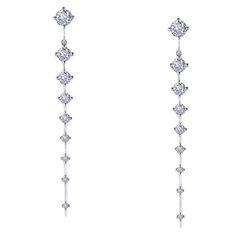 These 3.34 carat total weight elegant drop earrings are set with Lafonn's signature Lassaire simulated diamonds in sterling silver bonded with platinum and drop a dazzling (or dizzingly?) 2.5 inches. A black tie party on your ears! Same day shipping Earrings dangle approximately 2.5 inches Includes earring box Ships fully insured to point of delivery All orders placed out of NY state (ordered by an out of state resident) are tax free Luxury Dangle Linear Earrings For Pierced Ears, Luxury Long Drop Linear Earrings As Gift, Luxury Long Drop Earrings, Luxury Linear Dangle Earrings, Modern Dangle Chandelier Earrings For Formal Occasions, Modern Chandelier Dangle Earrings For Formal Occasions, Modern Chandelier Dangle Earrings For Formal Events, White Gold Long Drop Earrings, Diamond Long Drop Earrings For Gift