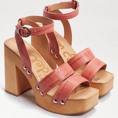 Brand New, Never Worn Pink Sam Edelman Sandals. These Are So Cute And Comfortable. Size 7.5 Fits True To Size! 2000s Baddie, Interesting Shoes, Wooden Platform Sandals, Dorsay Heels, Rainbow Style, Sam Edelman Heels, Sam Edelman Sandals, Shoe Wishlist, Vintage Wardrobe