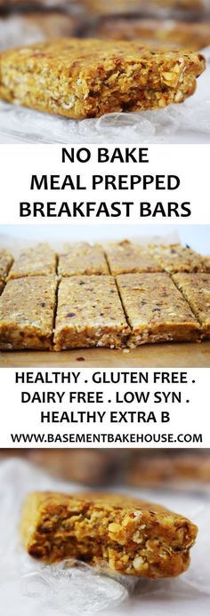 no bake meal prepped breakfast bars with gluten free dairy - free low syn