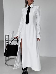 Dresses Long Dress Shirt, Shirt Dress Maxi, A Line Maxi Dress, Flare Long Sleeve, Maxi Shirt Dress, Loose Style, White Shirt Dress, White Maxi Dresses, Midi Dresses