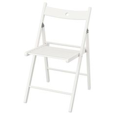 a white plastic folding chair on a white background