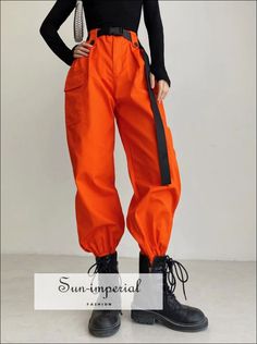 PLEASE CHECK SIZE CHART FOR EACH ITEM INDIVIDUALLY IN THE ITEM'S DESCRIPTION - CLOTHING MAY RUN SMALL/SHORT AS IT IS ASIAN SIZE ! How to measure Length:Ankle-Length Pants Material:Nylon Closure Type:Elastic Waist Front Style:Flat sun-imperialpants181005778,pants180806705,pants181009755 Waist Type:Mid Gender:Women Pattern Type:Solid Style:Casual Fabric Type:Broadcloth Pant Style:Cargo Pants Fit Type:REGULAR Decoration:Pockets UID:181023231 Fabric:Fabric has no stretch Pant Type:Tapered/Carrot Wai Orange Cargo Pants Outfit, Orange Pants Outfit, Imperial Fashion, Carrot Pants, Sporty Pants, Army Pants, Orange Pants, Hem Pants, Cargo Pants Outfit