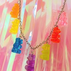 Gummy Bear Necklace Kidcore Accessories, Kidcore Jewelry, Kid Core Aesthetic, Gummy Bear Necklace, Kidcore Aesthetic, Rainbow Candy, Rainbow Aesthetic, Bear Necklace, Aesthetic Indie