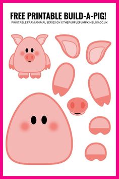 the printable pig cut out is shown with different shapes and sizes to make it look like