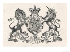 an old coat of arms with two lions