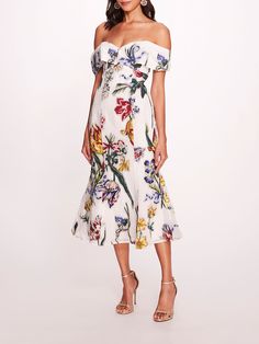 Alexander Midi Dress – Marchesa Kentucky Derby Outfit, Derby Outfits, Pleated Gown, Gown Skirt, Satin Cocktail Dress, Chiffon Wrap, Embroidered Midi Dress, Cocktail Gowns, Marchesa