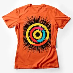 Abstract Sunburst Graphic Tee, Vibrant Colorful Circle Design, Unisex T-Shirt for Casual Wear Female T-Shirt Custom graphic T-Shirt.Customize your color Casual Orange Tops With Graphic Design, Vibrant Red Short Sleeve Top, Orange Crew Neck Top With Graphic Print, Orange Graphic Design Tops For Summer, Orange Graphic Design Top For Summer, Colorful Sublimation Print Short Sleeve Tops, Colorful Short Sleeve Tops With Sublimation Print, Vibrant Multicolor Crew Neck Top, Orange Graphic Tee With Graphic Print