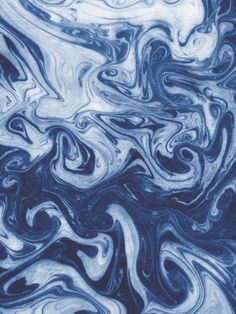 an abstract painting with blue and white swirls