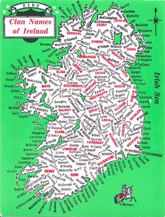 the ireland map is shown on an iphone screen, and it's green with red lettering