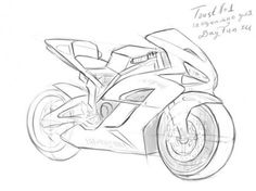 a drawing of a motorcycle is shown in this image, it appears to be drawn on paper