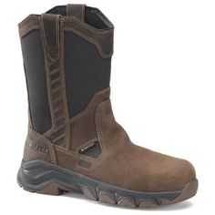 Carolina Boots Carolina Men's Subframe Ranch Wellington Brown Waterproof Composite Toe Work Boots CA5557 Winter Impact Resistant Work Boots For Outdoor Work, Waterproof Moc Toe Boots For Construction, Waterproof Boots With Snip Toe For Outdoor Work, Waterproof Snip Toe Boots For Outdoor Work, Winter Safety Boots Waterproof, Winter Safety Boots With Reinforced Toe, Rugged Weatherproof Safety Boots, Gore-tex Steel Toe Boots For Outdoor Work, Rugged Impact Resistant Work Boots For Winter