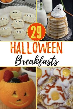 halloween breakfasts with pumpkins, pancakes and other treats