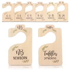 wooden baby door hangers with names and numbers for babies to be born, 2 months - 3 months