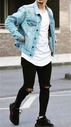 Jean Jacket Outfits, Stylish Men Casual, Mens Fashion Streetwear, Cool Outfits For Men, Mens Fashion Casual Outfits, Stylish Mens Outfits, Mens Fashion Suits, Men Fashion Casual Outfits, Streetwear Men Outfits