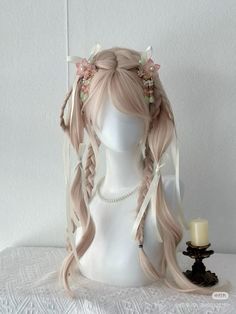 Side Pony Hairstyles, Korean Accessories Hair, Angel Hairstyle, Angel Hair Clips, Ponytail Accessories, Anime Wig Hairstyles, Cosplay Hairstyles, 1900 Hairstyles