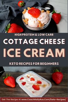 cottage cheese ice cream recipe with strawberries on the side