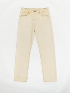 Vintage Levis 501 beige jeans, made in USA 34 X 32. These 80/90s classic 501s feature a straight leg, mid-rise, button fly, rear patch, Levis red tab on the back pocket and are in a rare beige colour. Made in the USA from a heavyweight cotton. Originally made for men but loved and worn by everybody!  Condition: Good. Marks and wear. Please see last image (not colour accurate) Measurements, laid flat, in inches:  Waist: 34 Inside leg: 32 Front rise: 12 Hip (measured across the bottom of the fly): Classic Cream Jeans With Five Pockets, Retro Beige Straight Leg Pants, Classic Cream Pants With Five Pockets, Classic Cream Jeans, Cream Straight Leg Relaxed Fit Jeans, Classic Beige Straight Leg Jeans, Classic Cream Cotton Jeans, Cream Relaxed Fit Jeans With Five Pockets, Cream Straight Leg Jeans With Five Pockets