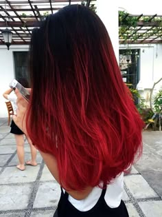 Black To Red Ombre, Red Balayage Hair, Red Balayage, Red Hair Inspo, Ombré Hair, Red Ombre, Ombre Hair Color