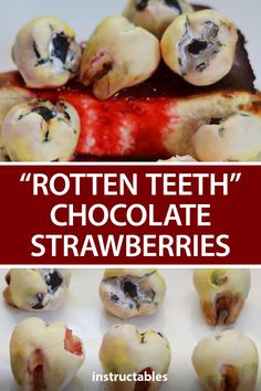 rotten teeth and chocolate strawberries with text overlay