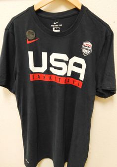 Nike Team USA Block Short Sleeve T Shirt Sportswear Cotton Top With Team Name, Cotton Sportswear Top With Team Name, Team-colored Cotton Sportswear Tops, Patriotic Outfit, Usa Shirt, Nike Tees, Usa Outfit, Team Blue, Blue Block