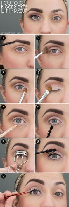 How to : Make your Eyes Look Bigger With Makeup Eyeliner For Big Eyes, Make Up Mata, Bigger Eyes, Eyeliner Hacks, Make Up Tutorials, Makeup Tutorial Eyeliner, Basic Makeup, Makijaż Smokey Eye