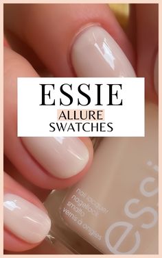 A complete review of the Essie Allure nail polish with swatches - a gorgeous sheer nude color, sophisticated for daily wear! - - - - - best essie sheer nail polish colors - essie allure swatch - best nude nail polish swatches - best essie nail polish colors - sheer essie nail colors - best drugstore nail polish brands - essie nude nail ideas - sheer nails ideas Essie Nude Colors, Nude Nail Polish Colors, Plum Nails, Mint Green Nails, Pink Nail Colors