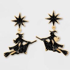 Sugarfix By Baublebar Spooky Sorceress Halloween Earrings For Full Moon Festivities. Sparkle Black Glitter Black Enamel Earrings With Witches Flying On A Broom With Starbursts. Halloween - So Festive And Fun! Bundle And Save!!! > Please Feel Free To Ask Any Questions. *** Ships Same Day! If Past 5 Pm - Will Ship Next Day Am. Spooky Black Jewelry For Party, Black Spooky Jewelry For Party, Black Spooky Jewelry For Costume Party, Black Spooky Party Jewelry, Black Fantasy Jewelry For Party, Black Fantasy Jewelry For Costume Party, Fantasy Black Jewelry For Costume Party, Black Fantasy Style Jewelry For Party, Witchy Black Jewelry For Halloween