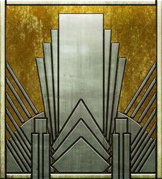 an art deco design with gold and silver