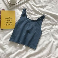 Solid Color Camisole Crop Top For Beach, Solid Camisole Crop Top For Beach, Blue Solid Color Crop Top For Summer, Beach Tank Crop Top, Casual Solid Color Camisole Crop Top, Tanks Tops, Solid Tank Tops, Cute Crop Tops, Hot Dress