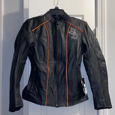 Harley Davison Brand New Riding Jacket Size Small With Tags. Fitted Black Riding Outerwear, Black Fitted Outerwear For Motorcycling, Black Riding Outerwear, Black Long Sleeve Riding Outerwear, Black Long Sleeve Outerwear For Riding, Harley Davidson Jean Jacket, Harley Davidson Vest, Harley Davidson Belts, Harley Davidson Leather Jackets