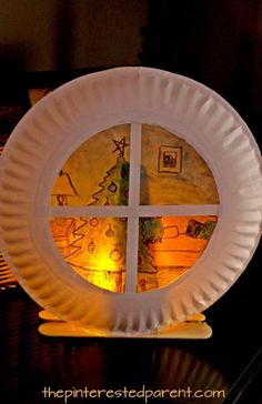 a paper plate with a window on it