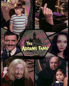 the addams family is shown in this collage