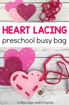 heart lacing preschool busy bag for valentine's day