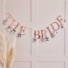 The Bride Banner with Photo Tags | Hen Party Decorations - Team Hen Photo Bunting, Rose Gold Banner, Bride To Be Banner, Rose Gold Bride, Hen Party Accessories, Party Girlande, Party Setup, Party Bunting