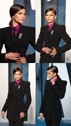 Hollywood Theme Outfit Ideas, Women Tuxedo Outfit, Masculine Women Fashion, Celebrity Winter Style, Stylish Business Outfits, Suit Guide, Woman In Suit, Zendaya Outfits, Tuxedo Women