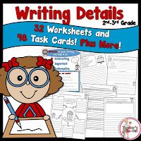 writing details worksheets and task cards plus more