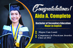 an image of a woman in her graduation cap and gown with the caption congratulations aida a completo