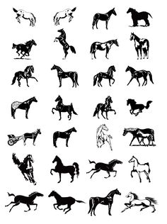 horse silhouettes are shown in black and white