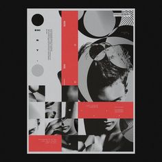 an abstract poster with black and white images