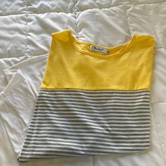 Yellow White And Gray Color Block T-Shirt From Yunjey Extra Large Nwt Long Sleeve Color Block T-shirt For Summer, Trendy Yellow Long Sleeve T-shirt, Yellow Long Sleeve T-shirt For Spring, Trendy Long Sleeve Yellow T-shirt, Spring Striped Color Block T-shirt, Yellow Color Block T-shirt For Spring, Color Block Long Sleeve T-shirt For Summer, Spring Yellow Color Block T-shirt, Trendy Yellow Color Block Tops