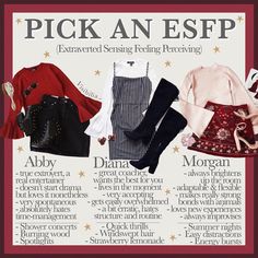 𝐌𝐚𝐡𝐚𝐥𝐢𝐚 🌼 on Instagram: “16 𝙥𝙚𝙧𝙨𝙤𝙣𝙖𝙡𝙞𝙩𝙞𝙚𝙨: 𝙀𝙎𝙁𝙋 Are you an ESFP? Which girl would you pick? • I loved doing this one! This is such a cool type and I really need…” Esfp Aesthetic, Outfit Vintage, Mbti Personality